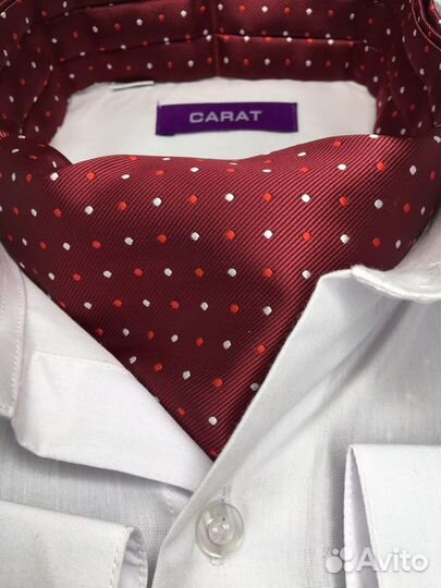 Новый Аскот-шейный платок бордовый в горошек