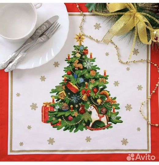 Столовый набор, новогодний, скатерть и салфетки