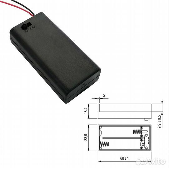 1 шт Батарейный отсек BH638 аа 2х1 с переключателе