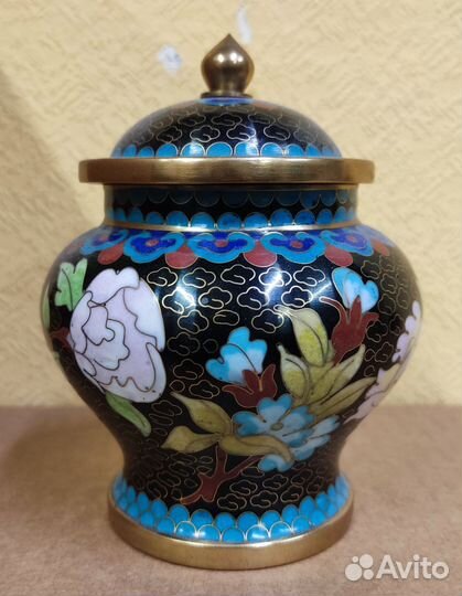 Чайница Хризантемы Цветы Клуазоне эмаль