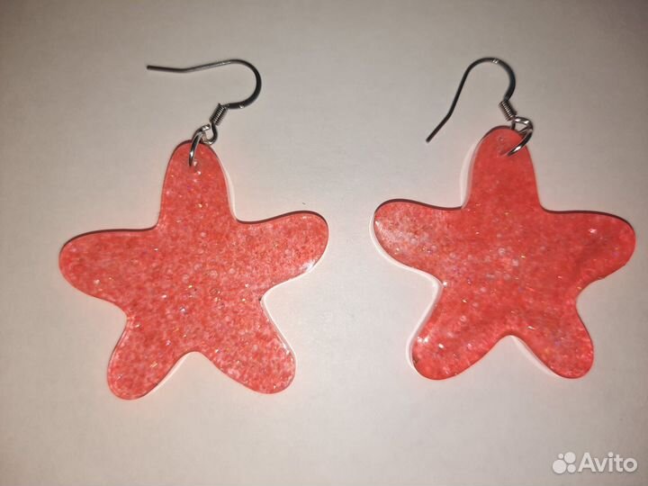 Серьги из эпоксидной смолы звёздочки