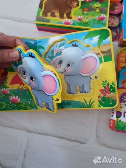 Книги для малышей, развивающие книжки - пазлы, мяг