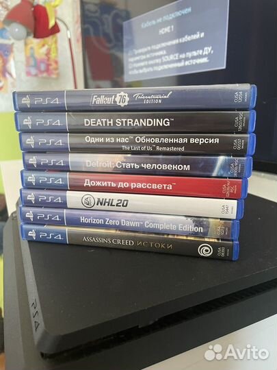 Sony playstation 4 slim 1tb, 8 дисков + 66 игр