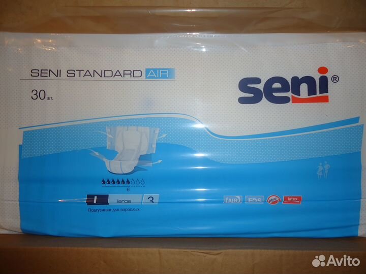 Памперсы д/взрослых.Seni.Размер L. До 150см. 6 кап