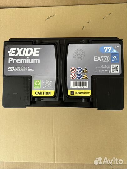 Аккумулятор premium EA770 77Ah 760A 12V exide