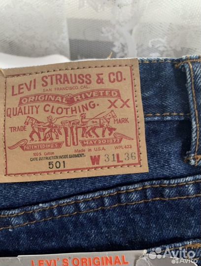 Женские джинсы levis 501 классика синие на болтах