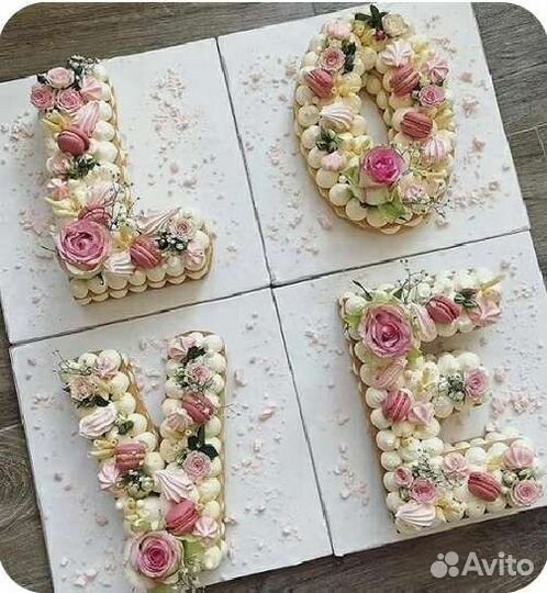 Торт сердце, цифра, буква, звезда