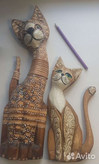 Фигурки котов из дерево одним лотом