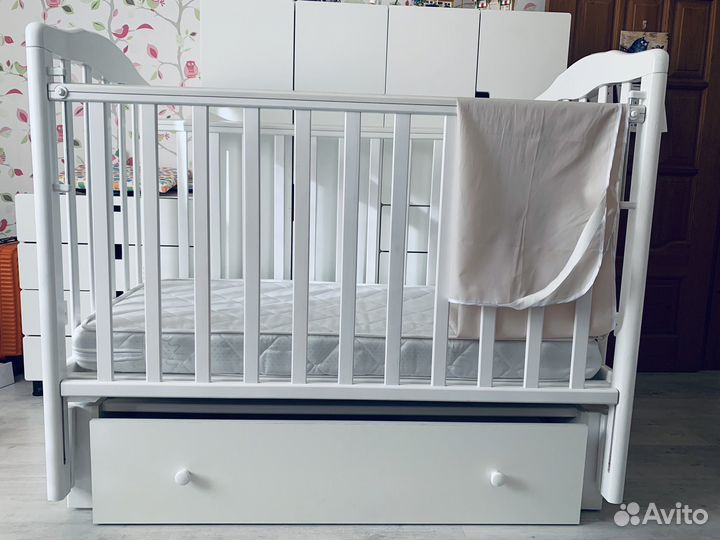 Кроватка для новорождённого Алита 4/6(маят и ящик)