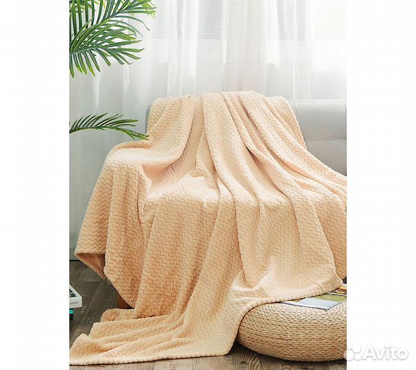 Плед GoodNight Велсофт 180х200, бежевый