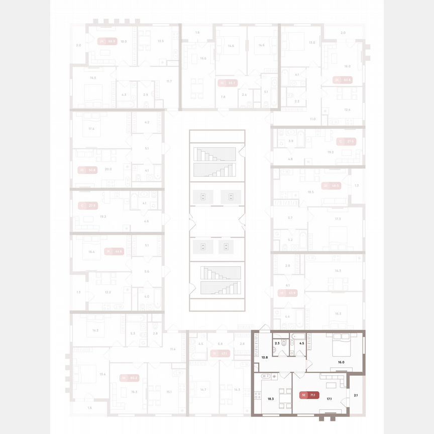 2-к. квартира, 71,1 м², 20/32 эт.