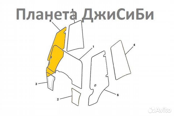 JCB Стекло двери правое 1591х896 мм. 827/80144