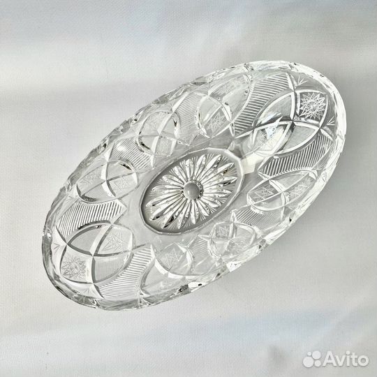 Ваза для фруктов, салатник Хрусталь овальная