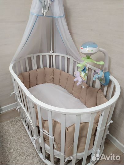 Детская кроватка трансформер круглая 6в1