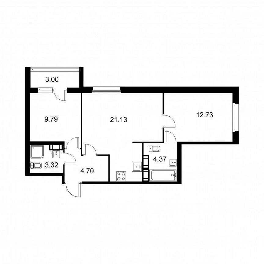 2-к. квартира, 57,5 м², 5/9 эт.