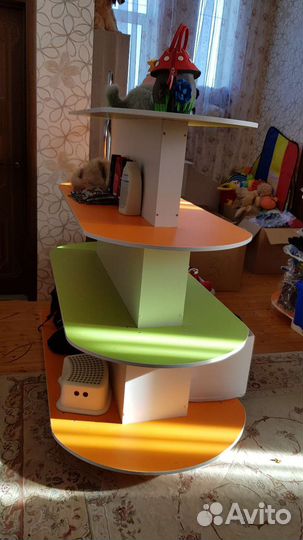Стелажи островок полки разноцветные