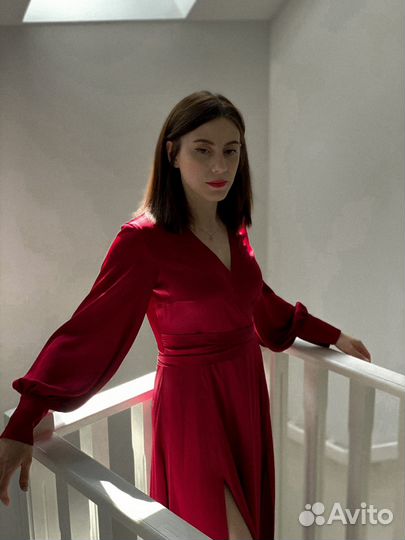Вечернее бордовое шелковое Платье