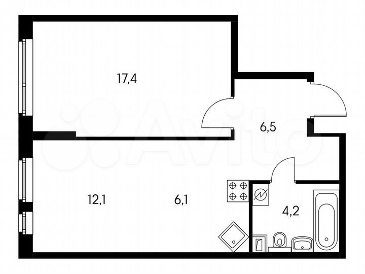 2-к. квартира, 43,7 м², 2/22 эт.