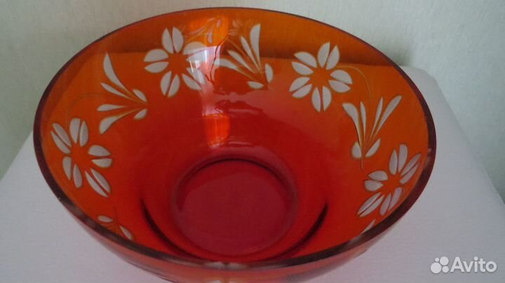 Ваза / Салатник из красного стекла СССР