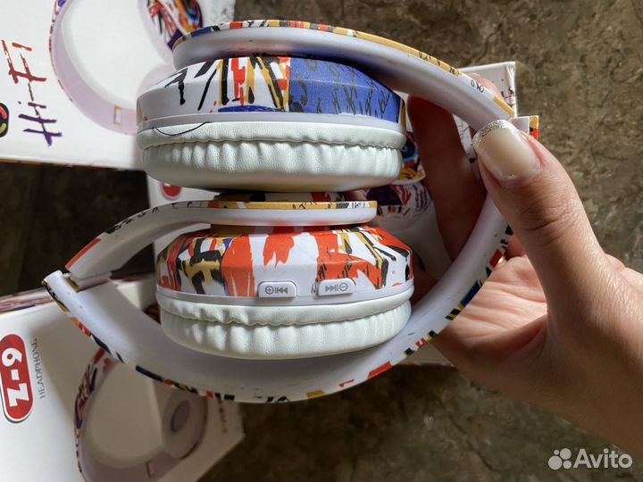 Детские беспроводные наушники складные светящиеся