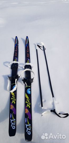 Лыжи с палками детские. 120 см