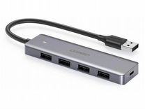 Адаптер ugreen USB A to 4-Ports USB A 3.0 Серый