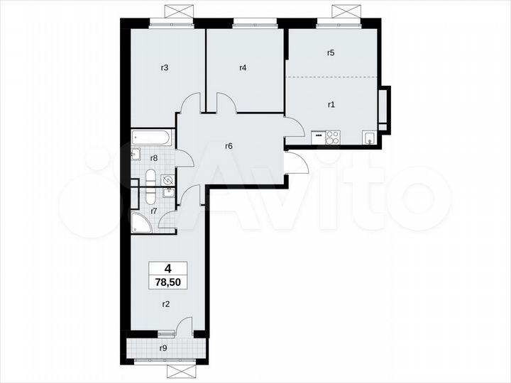 4-к. квартира, 78,5 м², 7/9 эт.