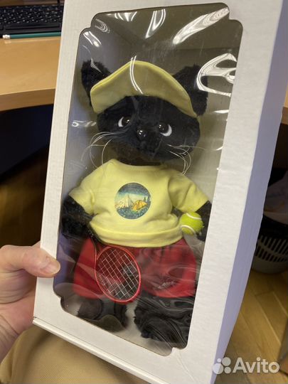 Котик- теннисист авторская мягкая игрушка