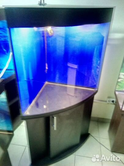 Аквариум200,угловой полукруглый, биофильтр, тумба