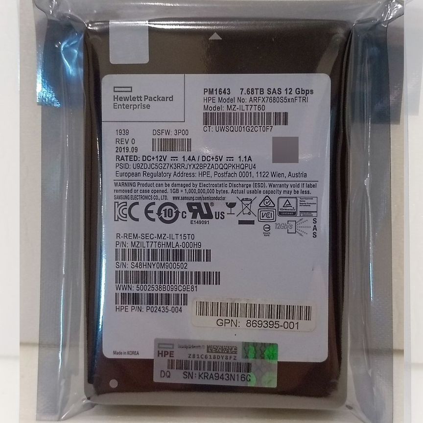 [PM1643] Ssd Samsung 7,68 Tb Arfx7680s5xnntri Hpe Pm1643