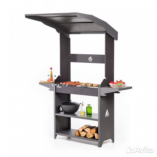 Мангал с крышей и полками