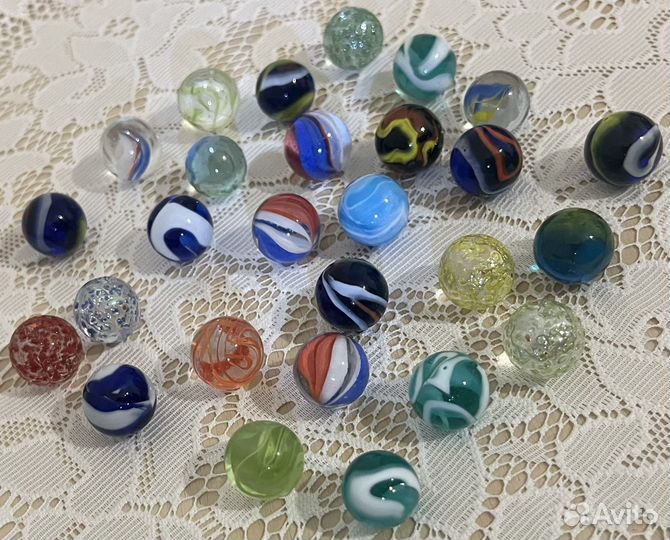 Стеклянные звезды и шарики марблс новые