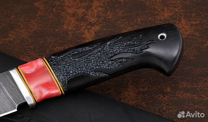 Нож Барракуда-2 сталь дамаск, рукоять черный граб