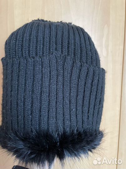 Шапка норковая вязаная женская
