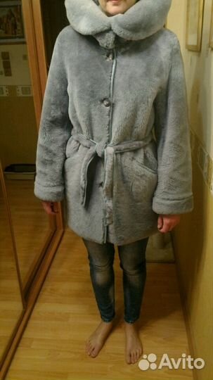 Мутоновая шуба, размер М(46), рост 170, торг умест