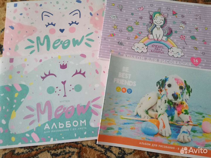 Тетради школьные, пластилин, альбом для рисования