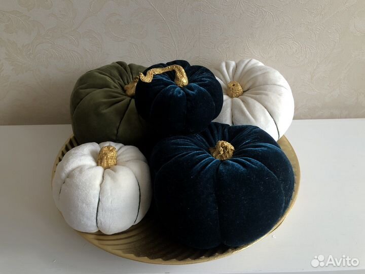 Бархатные текстильные тыквы ручной работы