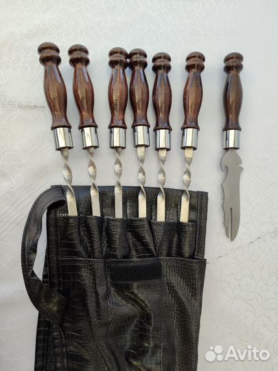 Набор шампура премиум нож в кожаном чехле
