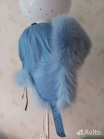 Шапка ушанка натуральная кожа с мехом р.54-56