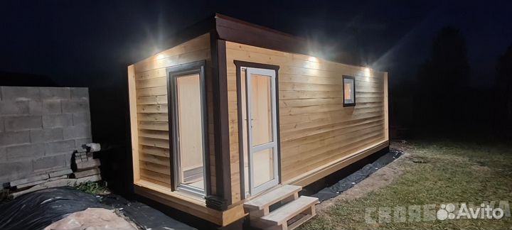 Баня каркасная 7х2,4. Печь, отделка под ключ