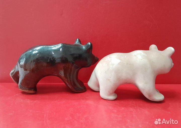 Фарфоровый и керамический медведи. СССР. 1950-е