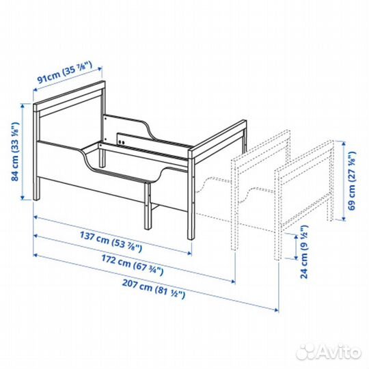 Детская кровать IKEA Лексвик