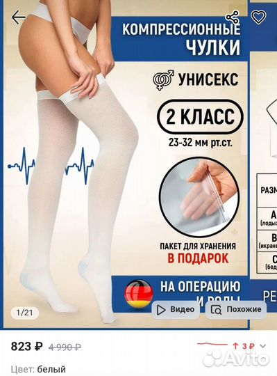 Компрессионные чулки 2 класс