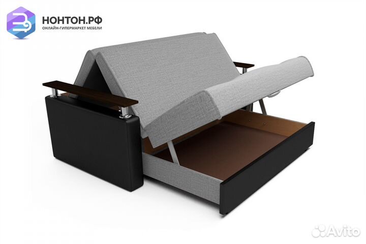 Диван аккордеон Шарк серый / черный
