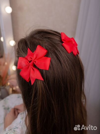 Атласный бант для волос на заколке, 2 шт