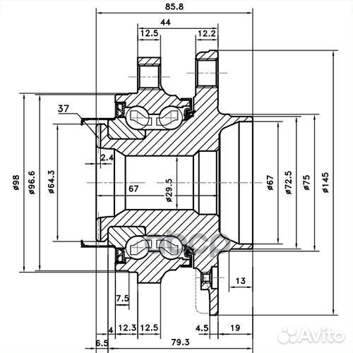 Ступица передняя перед лев Z89387R Zikmar