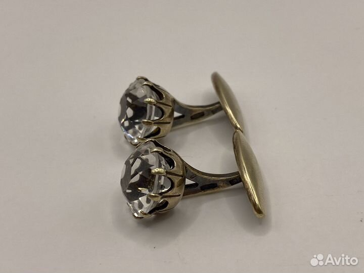 Серебряные запонки с горным хрусталем