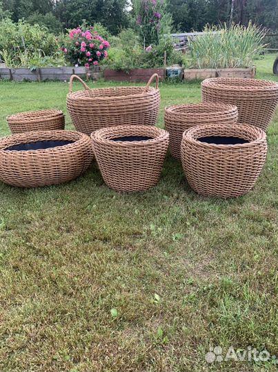 Кашпо корзины из искусственного ротанга