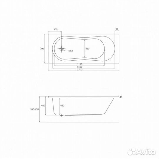 Ванна акриловая Cersanit Nike 170 см