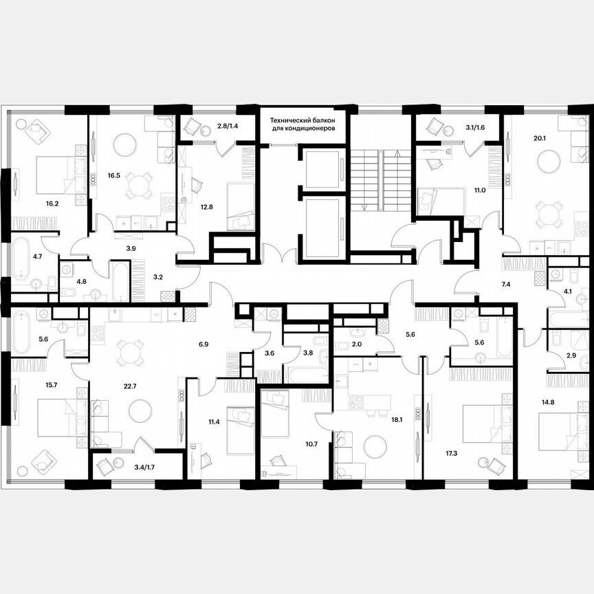 2-к. квартира, 63,5 м², 19/22 эт.